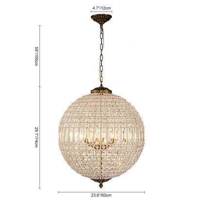Crystavelle Regency Brass Crystal Orb Chandelier