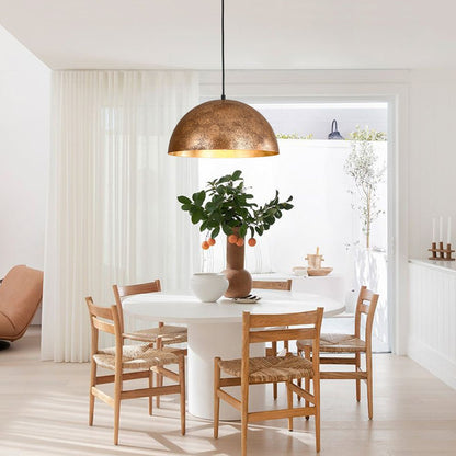 Domarra Industrial Metal Gold-Leaf Dome Pendant Light
