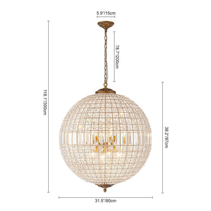 Crystavelle Regency Brass Crystal Orb Chandelier