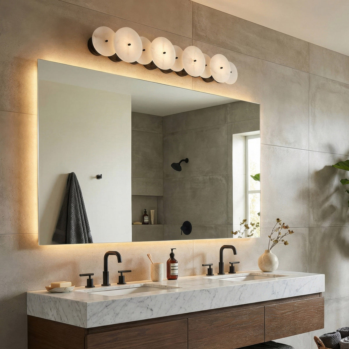 Lunavey Modern Alabaster Disc Vanity Light