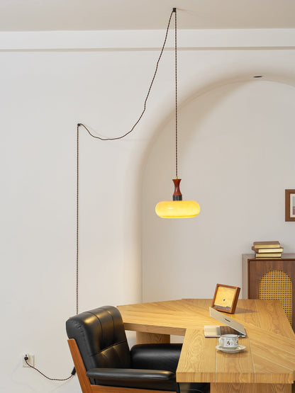 Amber Glass Plug-In Pendant