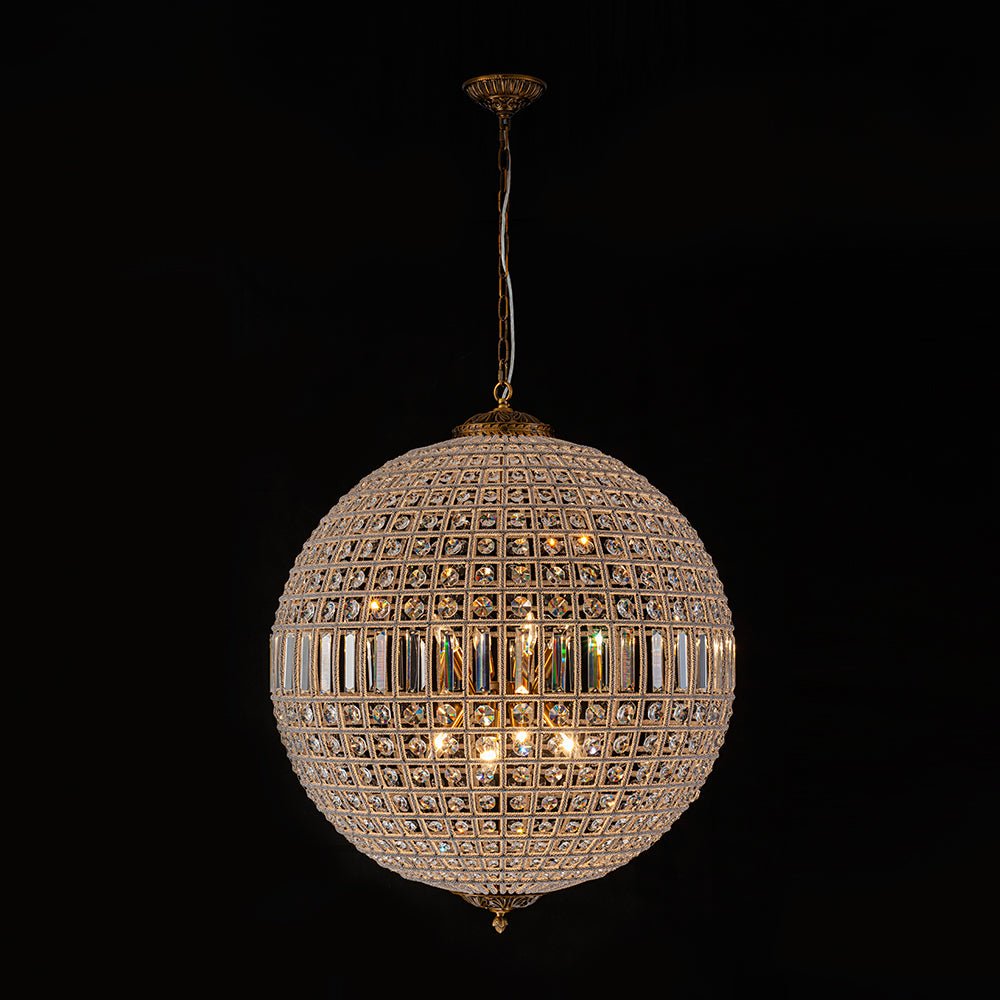 Crystavelle Regency Brass Crystal Orb Chandelier