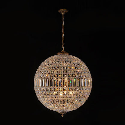 Crystavelle Regency Brass Crystal Orb Chandelier