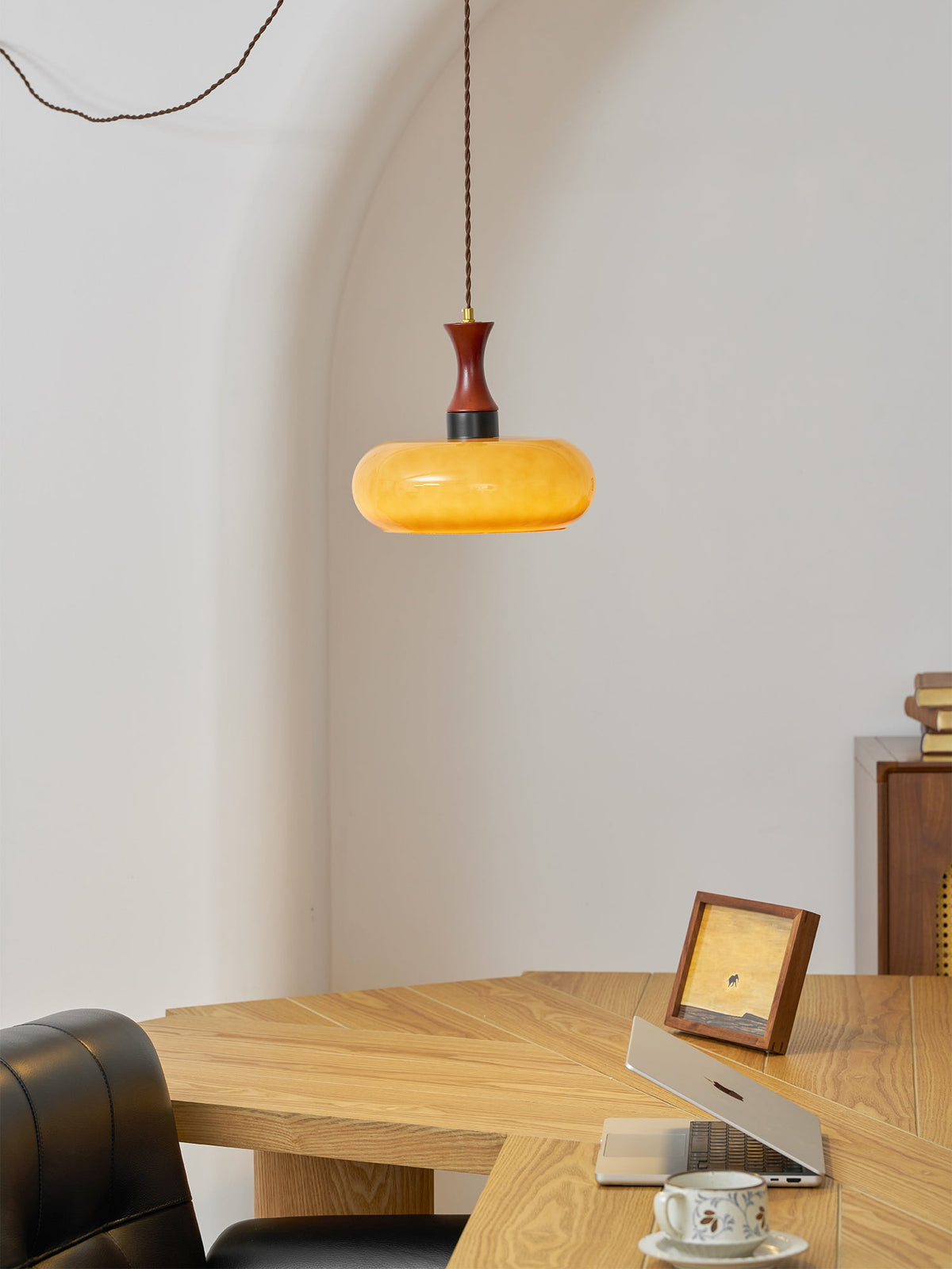 Amber Glass Plug-In Pendant