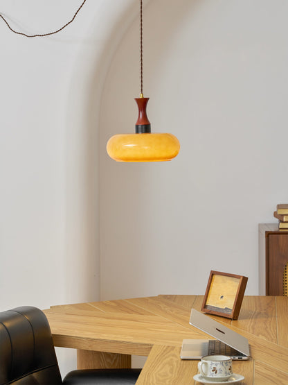 Amber Glass Plug-In Pendant