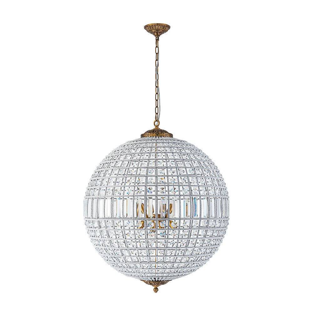 Crystavelle Regency Brass Crystal Orb Chandelier