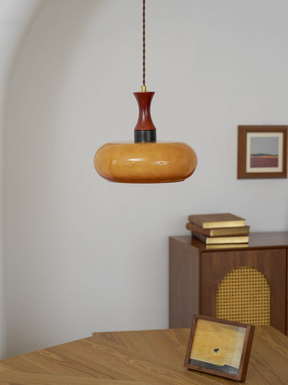 Amber Glass Plug-In Pendant