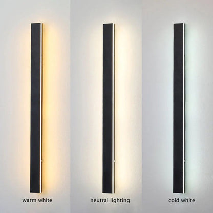 Veldrin Minimalist Slim Black Metal Outdoor Wall Light