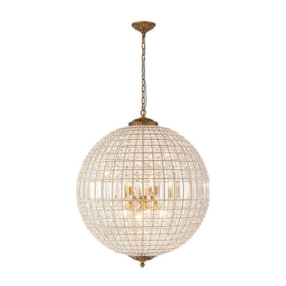 Crystavelle Regency Brass Crystal Orb Chandelier