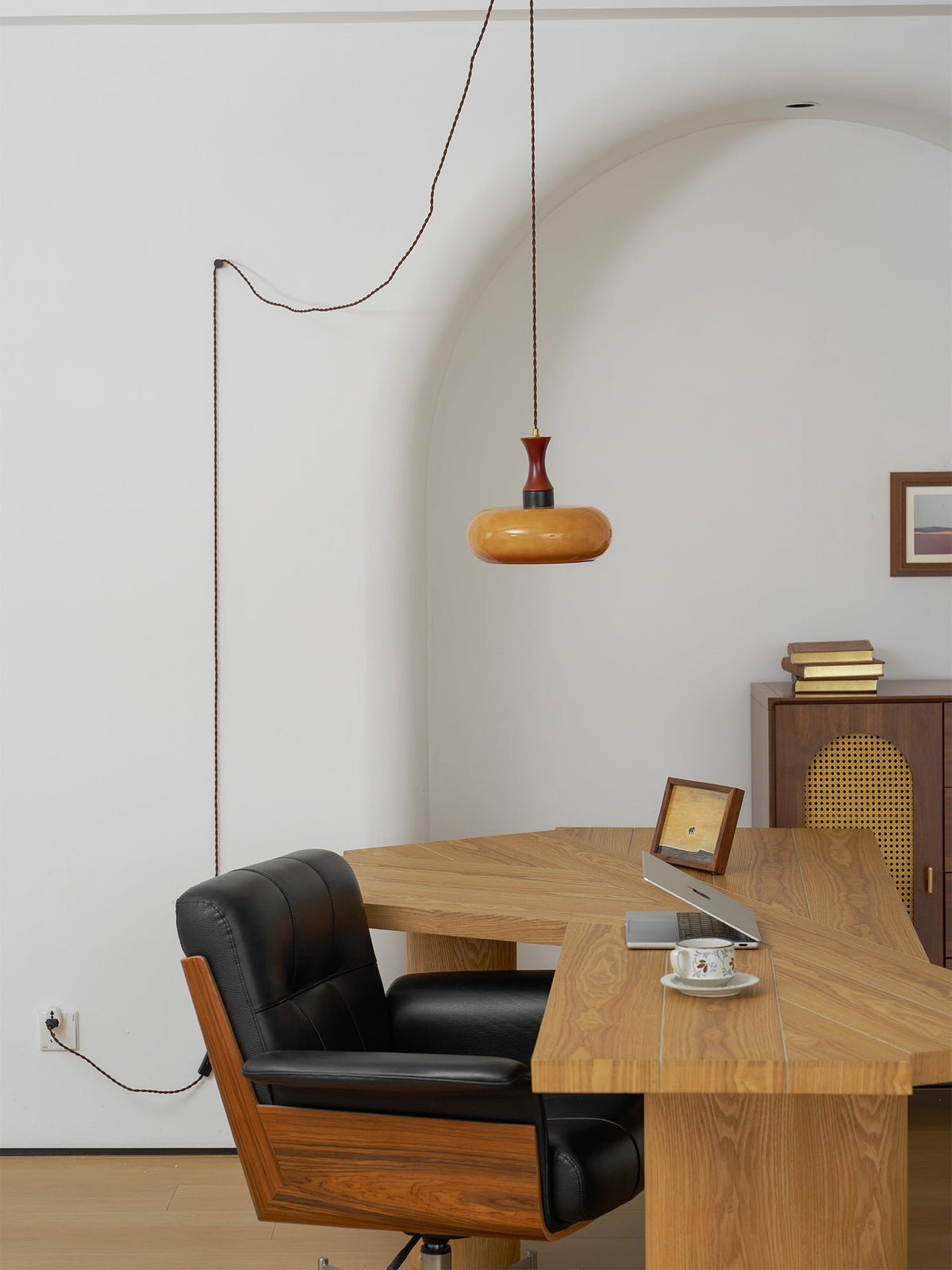 Amber Glass Plug-In Pendant