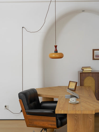 Amber Glass Plug-In Pendant