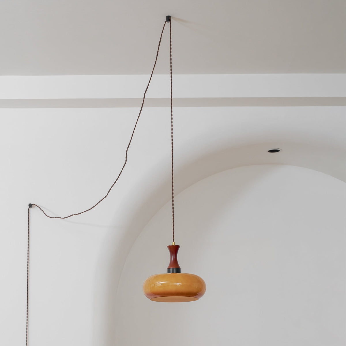 Amber Glass Plug-In Pendant
