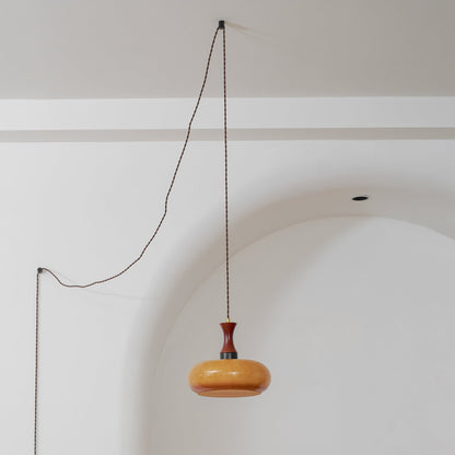 Amber Glass Plug-In Pendant