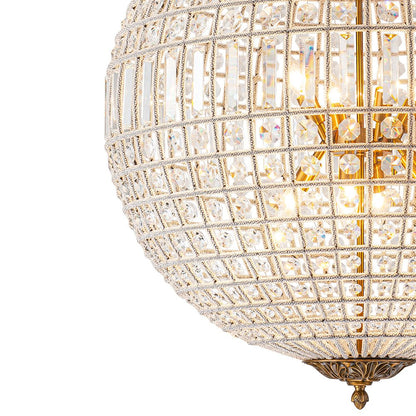 Crystavelle Regency Brass Crystal Orb Chandelier