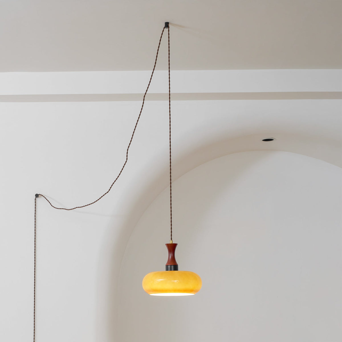Amber Glass Plug-In Pendant