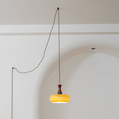Amber Glass Plug-In Pendant