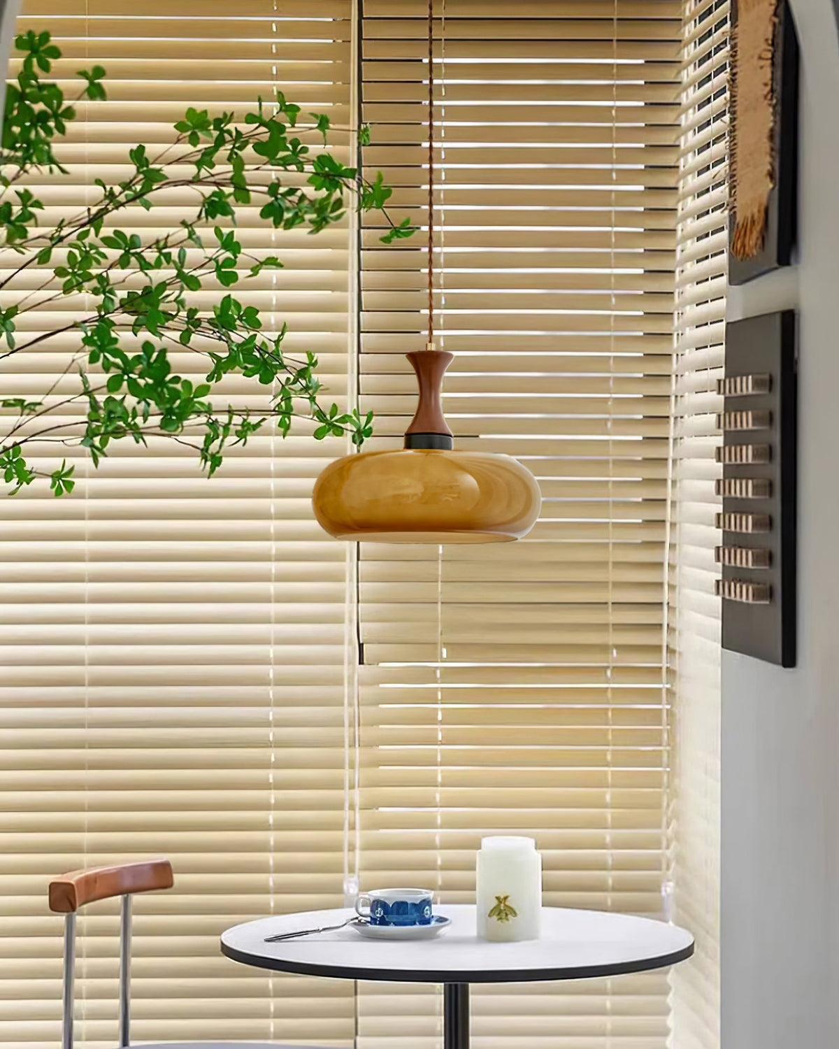 Amber Glass Plug-In Pendant