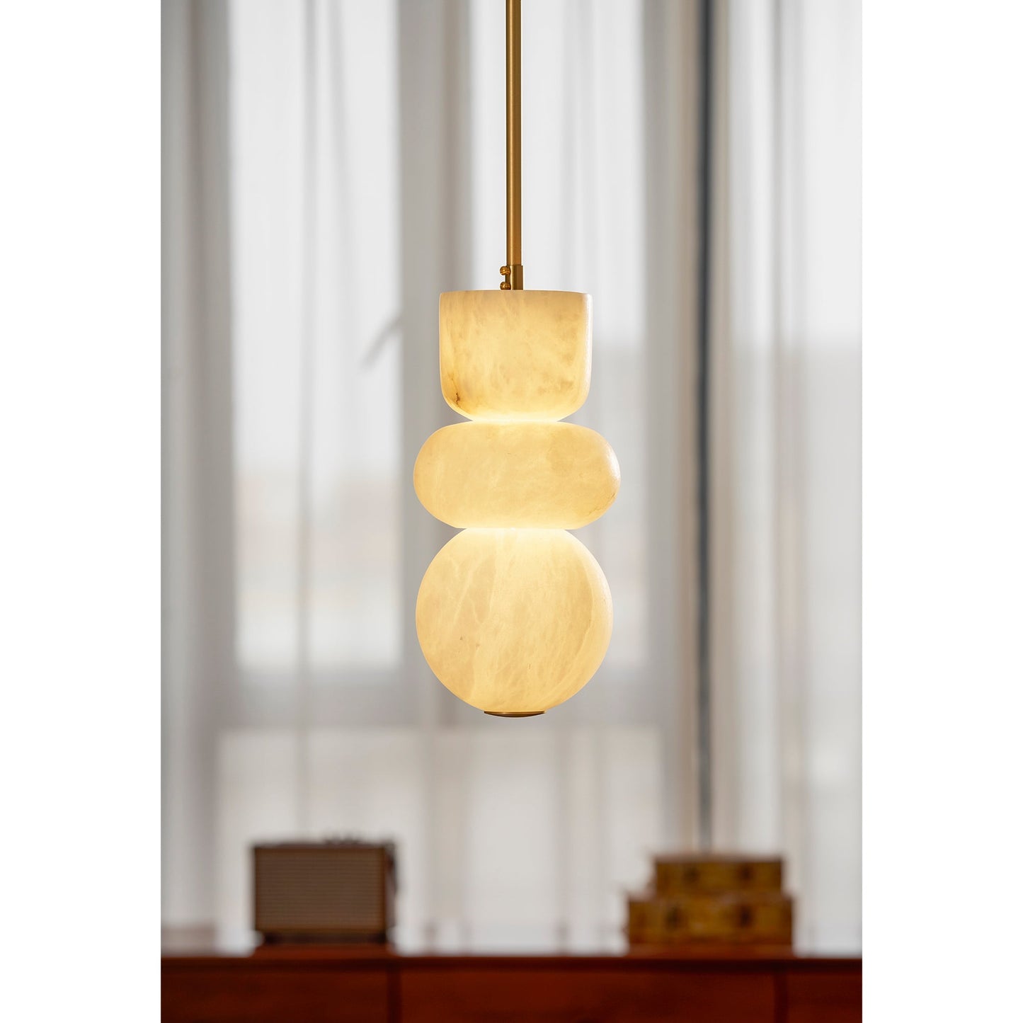 Stacked Alabaster Pendant Light