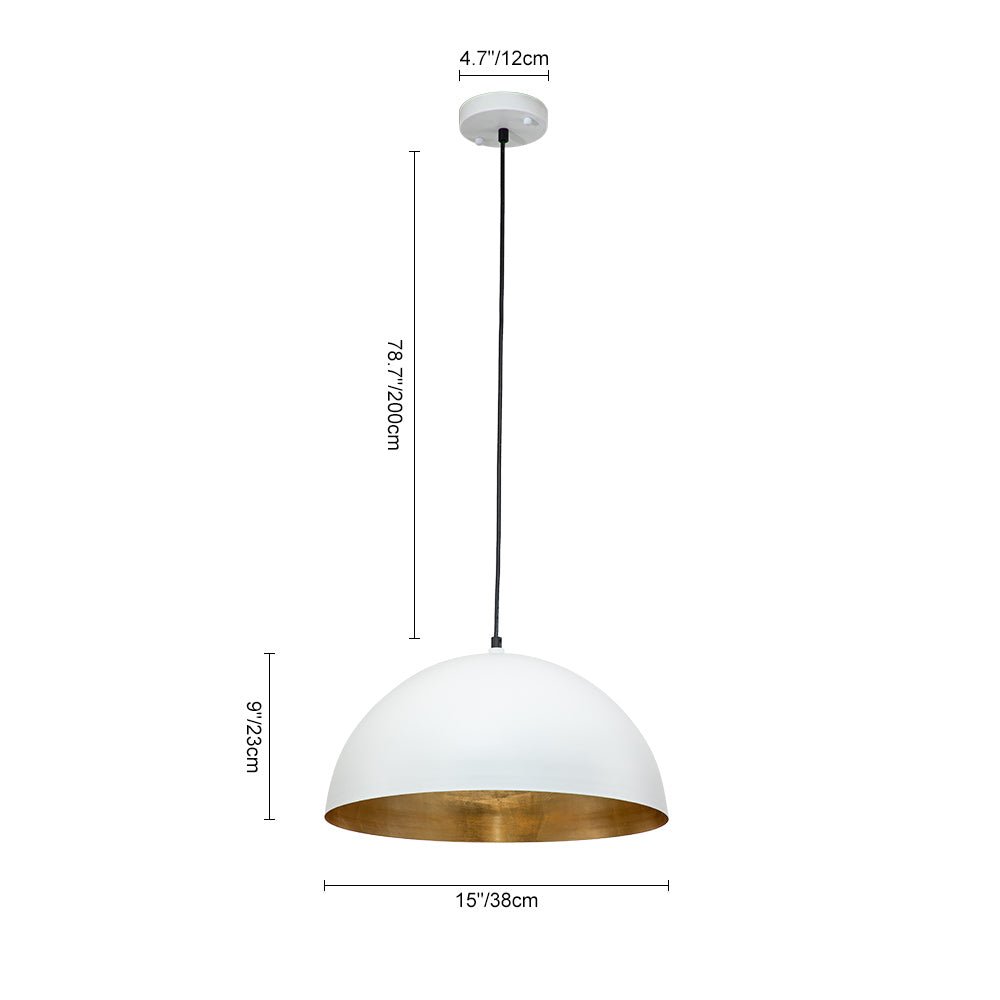 Domarra Industrial Metal Gold-Leaf Dome Pendant Light