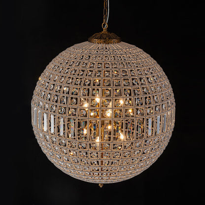 Crystavelle Regency Brass Crystal Orb Chandelier