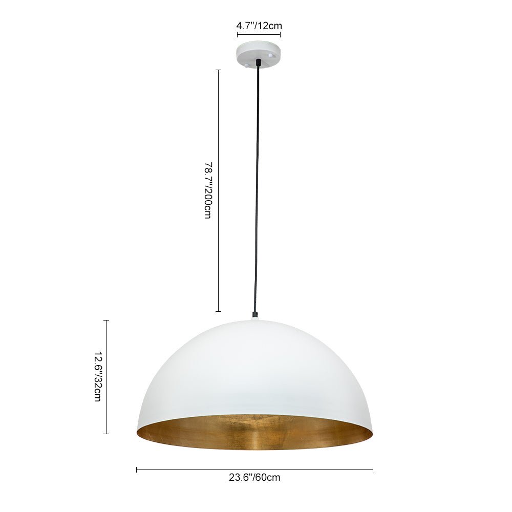 Domarra Industrial Metal Gold-Leaf Dome Pendant Light