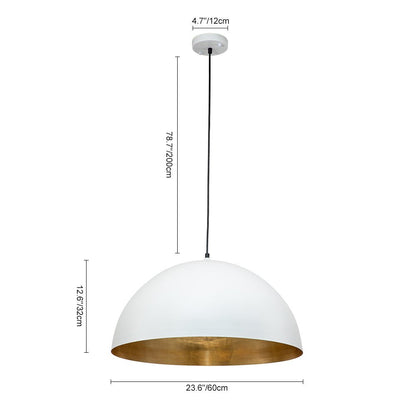 Domarra Industrial Metal Gold-Leaf Dome Pendant Light