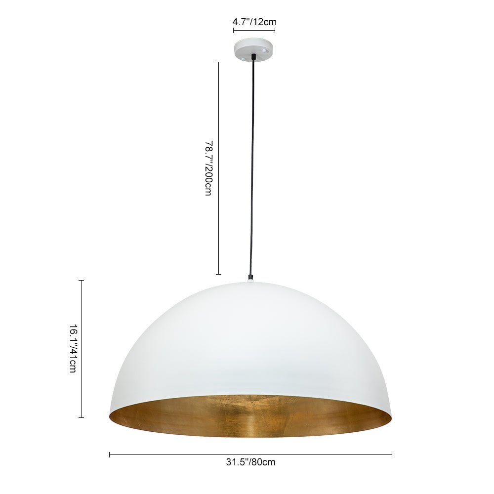 Domarra Industrial Metal Gold-Leaf Dome Pendant Light