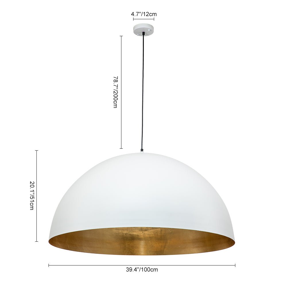 Domarra Industrial Metal Gold-Leaf Dome Pendant Light