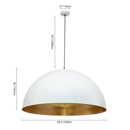 Domarra Industrial Metal Gold-Leaf Dome Pendant Light
