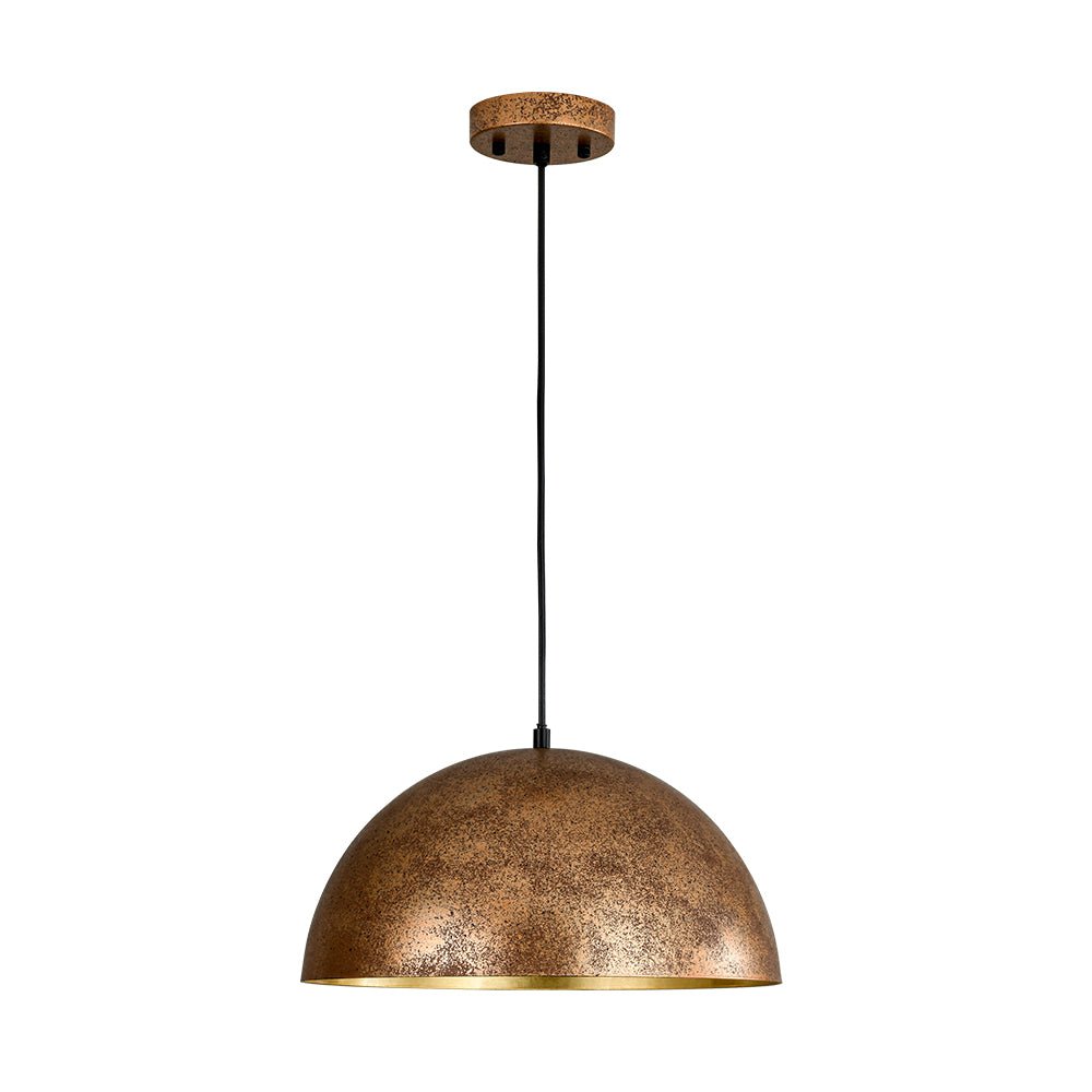 Domarra Industrial Metal Gold-Leaf Dome Pendant Light