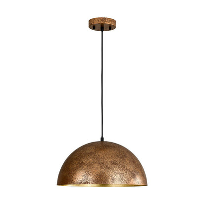 Domarra Industrial Metal Gold-Leaf Dome Pendant Light