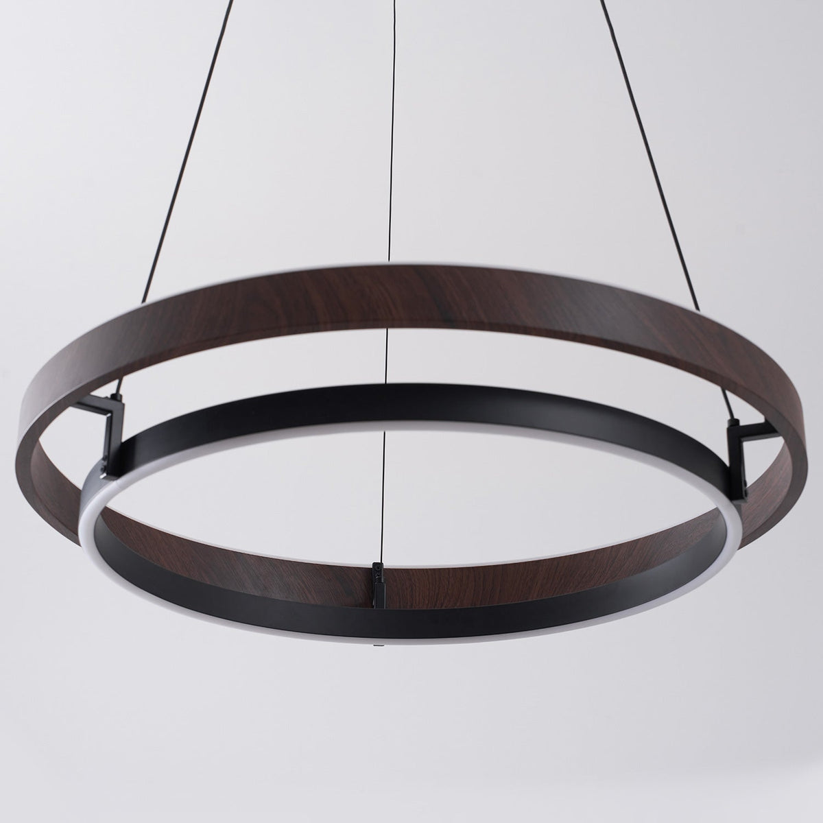 Double Ring Walnut LED Chandelier