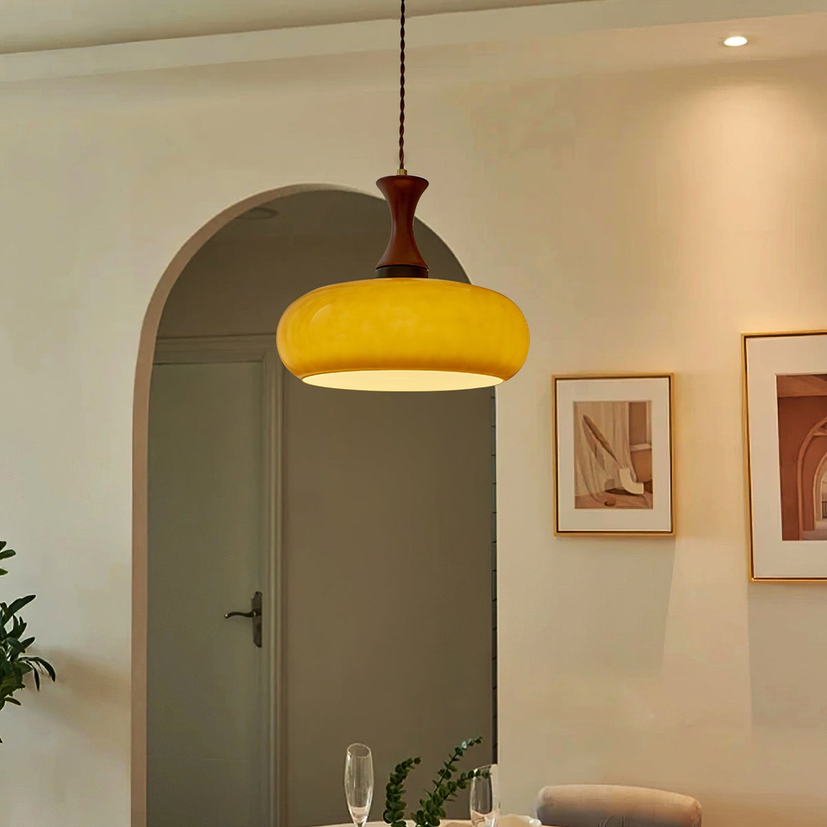 Amber Glass Plug-In Pendant