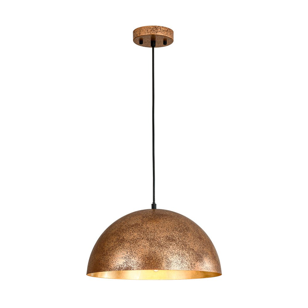 Domarra Industrial Metal Gold-Leaf Dome Pendant Light