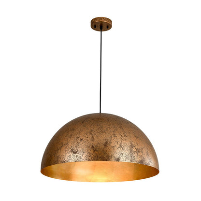 Domarra Industrial Metal Gold-Leaf Dome Pendant Light