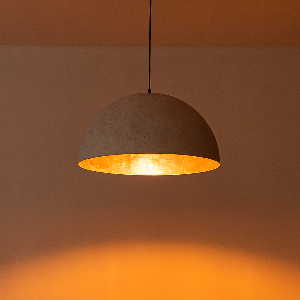 Domarra Industrial Metal Gold-Leaf Dome Pendant Light