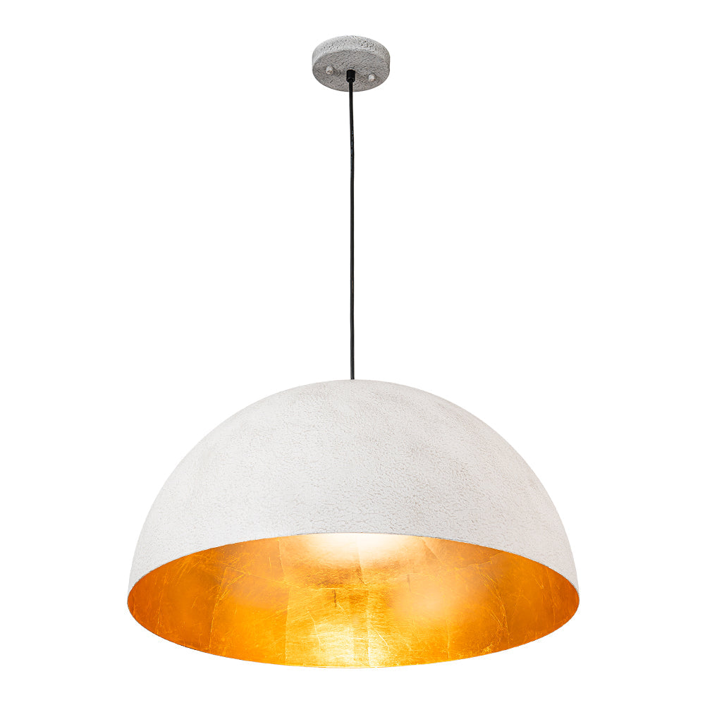 Domarra Industrial Metal Gold-Leaf Dome Pendant Light
