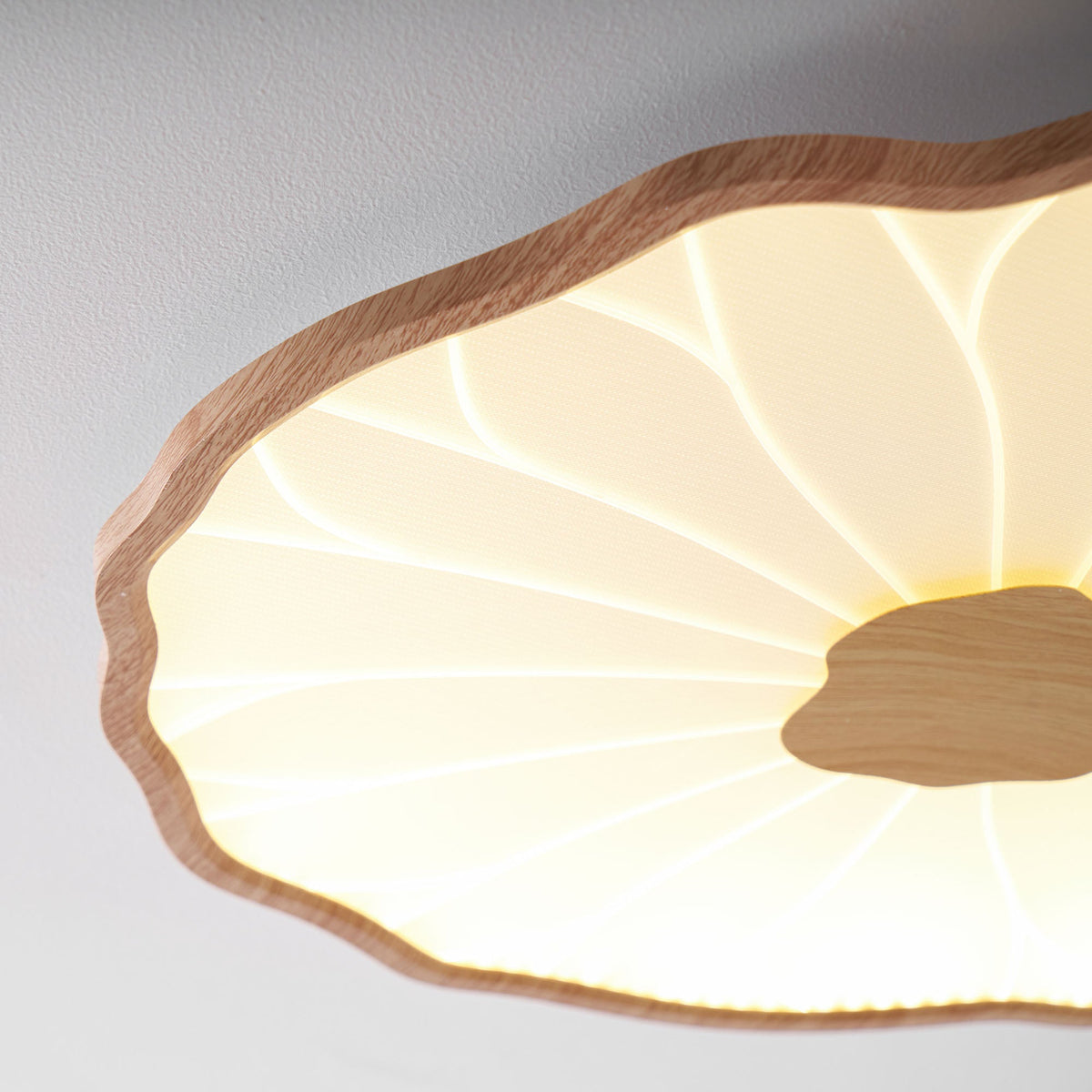 Waterlily Wood-Grain Ceiling Light