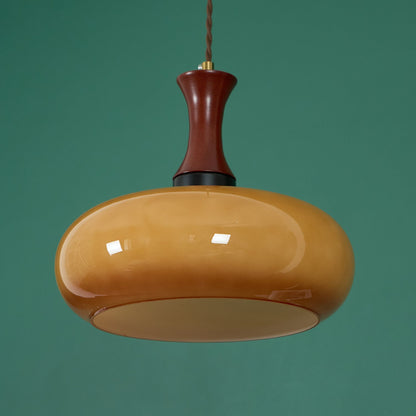 Amber Glass Plug-In Pendant