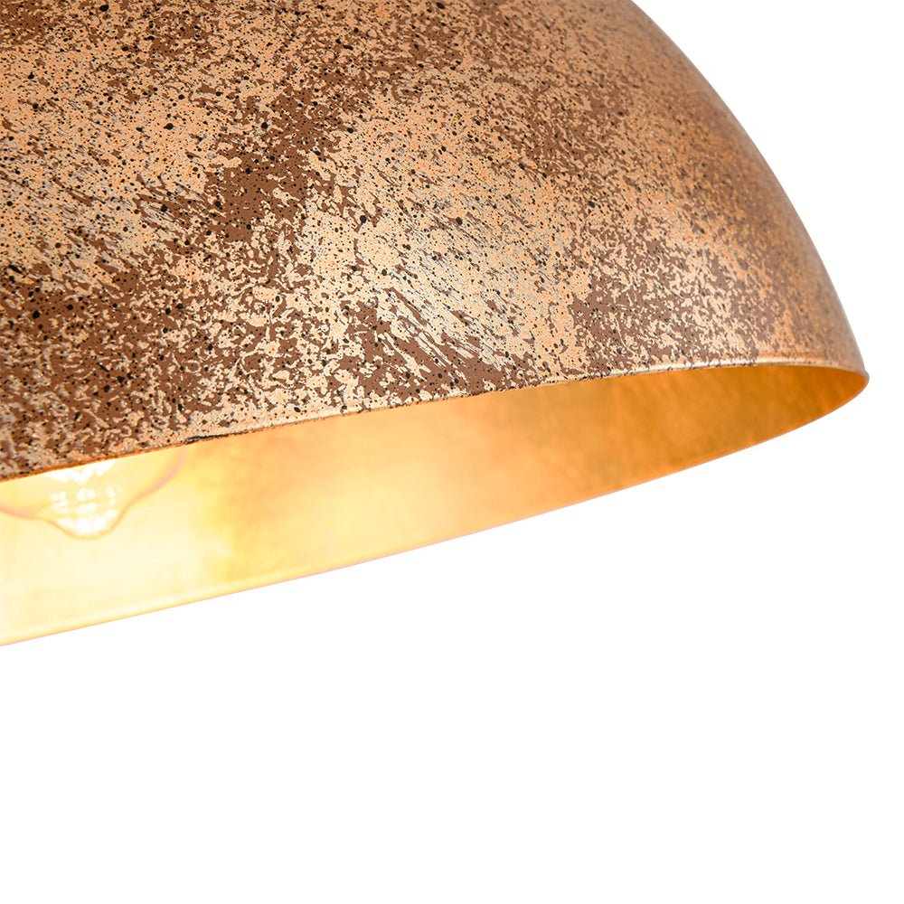Domarra Industrial Metal Gold-Leaf Dome Pendant Light