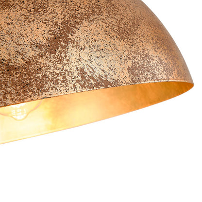 Domarra Industrial Metal Gold-Leaf Dome Pendant Light