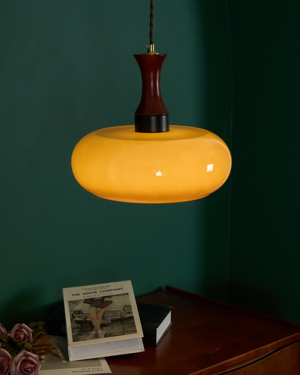 Amber Glass Plug-In Pendant