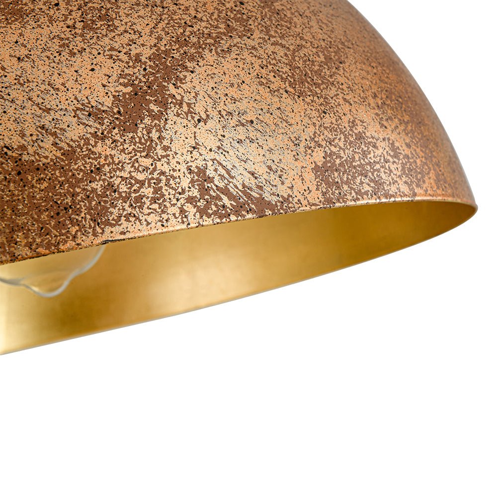Domarra Industrial Metal Gold-Leaf Dome Pendant Light
