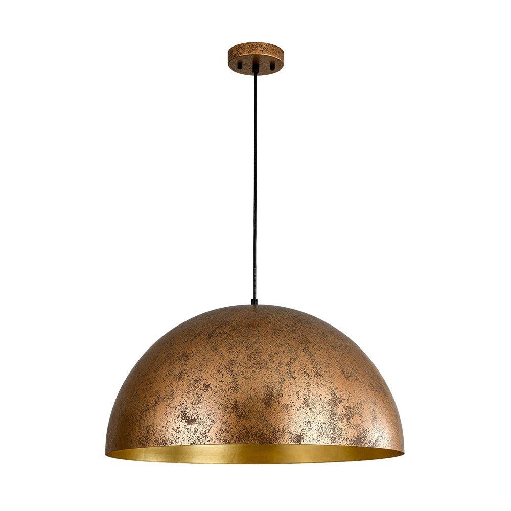 Domarra Industrial Metal Gold-Leaf Dome Pendant Light