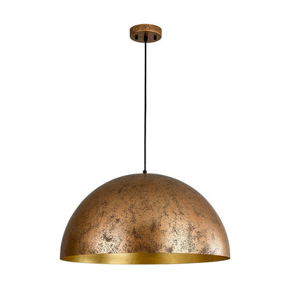 Domarra Industrial Metal Gold-Leaf Dome Pendant Light