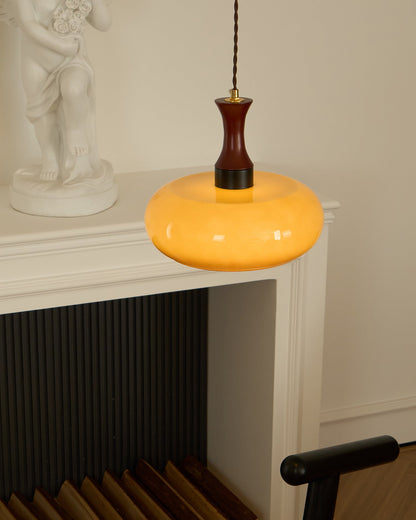 Amber Glass Plug-In Pendant