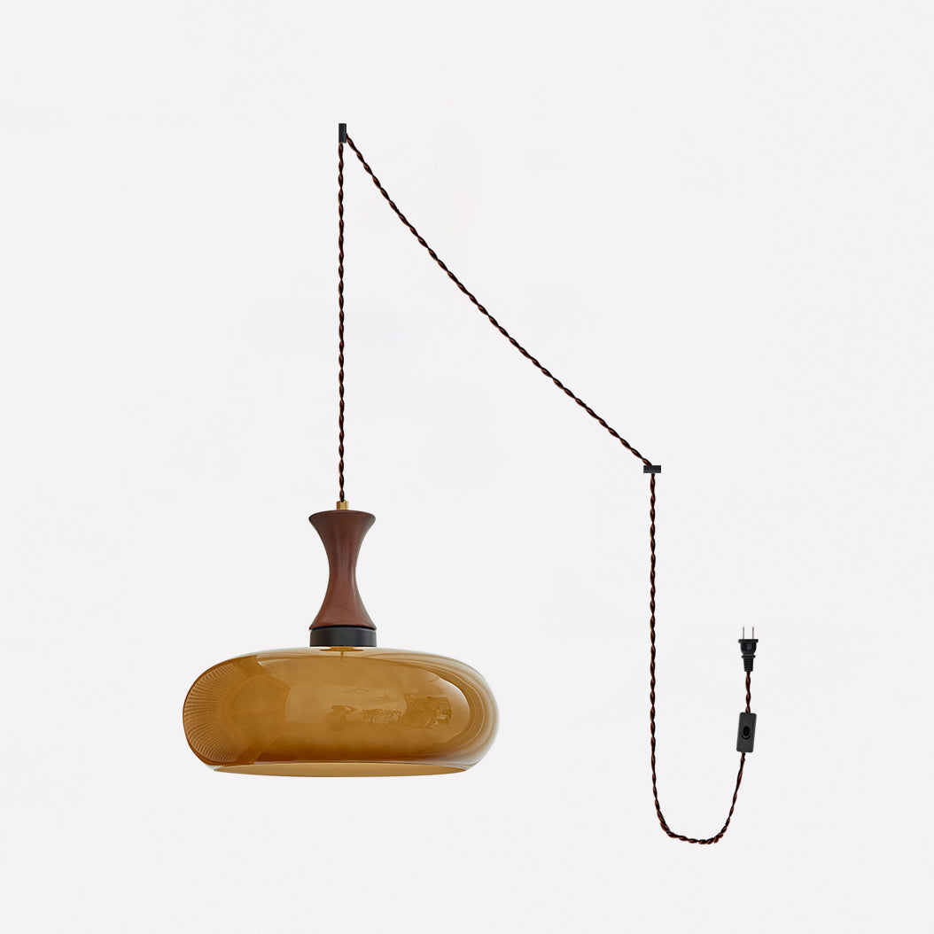 Amber Glass Plug-In Pendant
