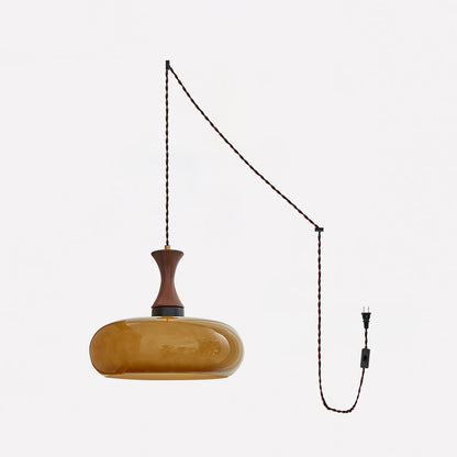 Amber Glass Plug-In Pendant