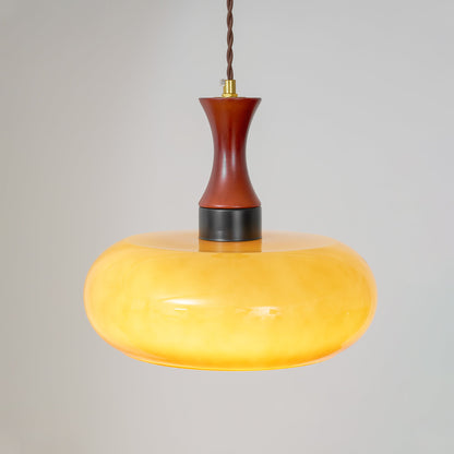 Amber Glass Plug-In Pendant
