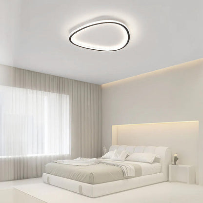 Nordic-Inspired Black Oval Flush Light